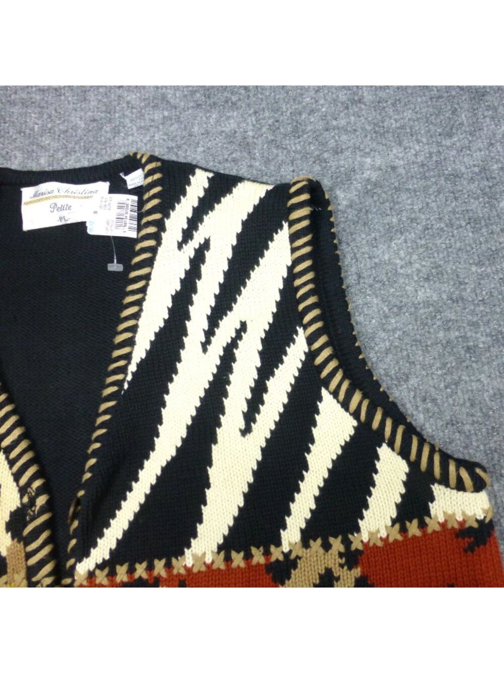 VTG Christina Hope Mixed Animal Print Knit Vest Petite 90s Grannycore Novelty NW - Picture 3 of 14